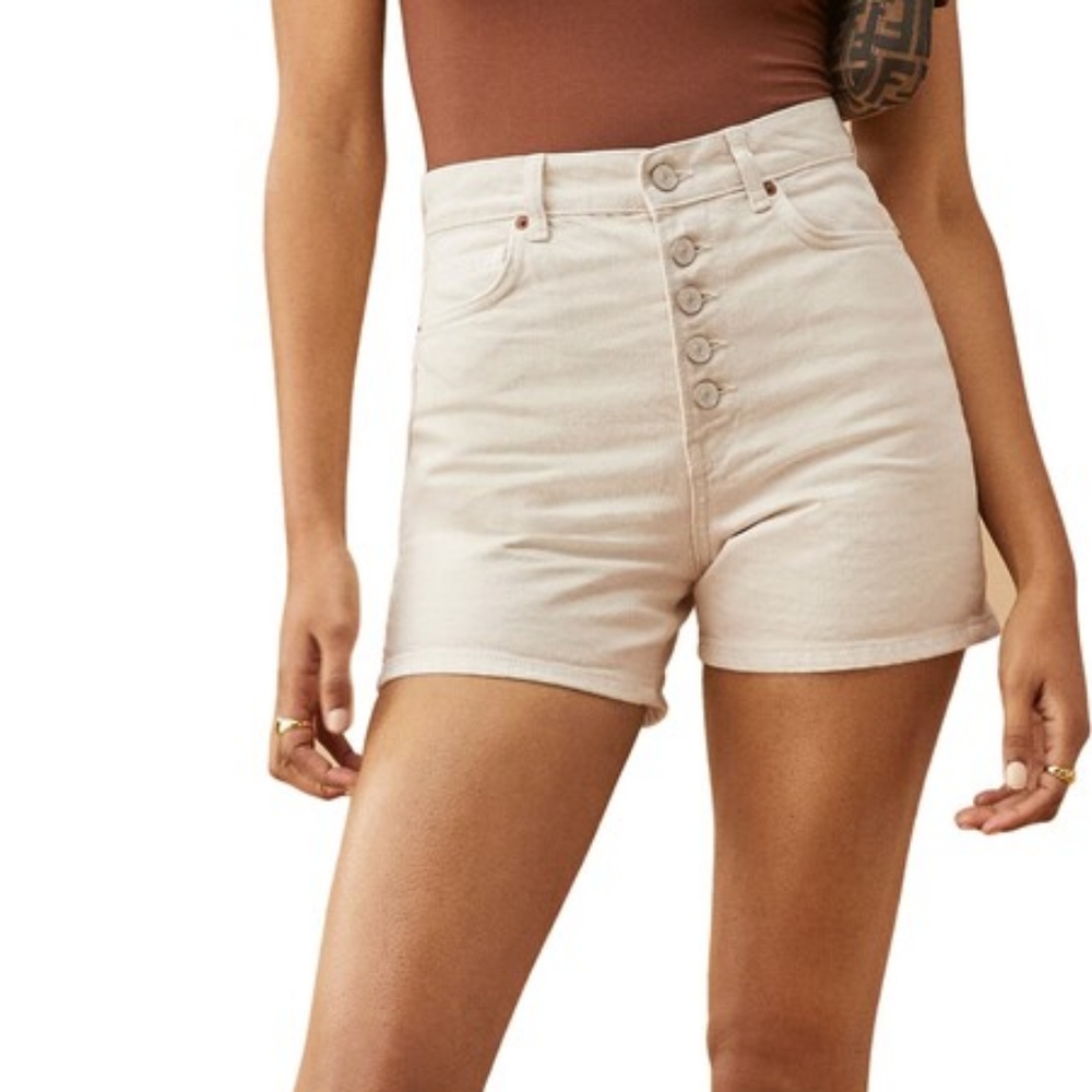 NWT Reformation Amy Button Fly High Rise Jean Shorts